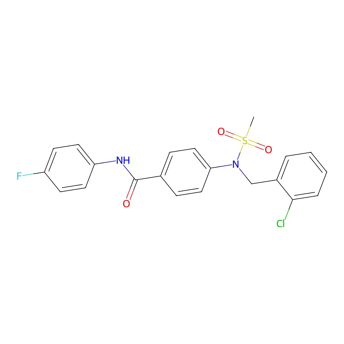 4-[(2-chlorophenyl)methyl-methylsulfonylamino]-N-(4-fluorophenyl)benzamide molecular structure, CAS 432509-04-1