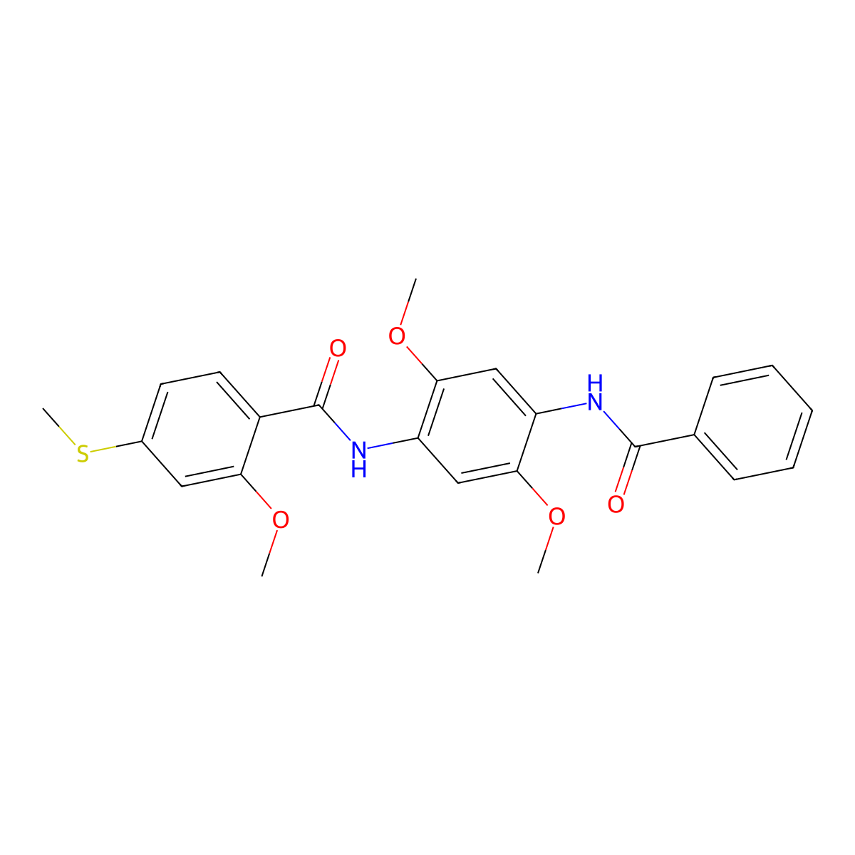 N-(4-benzamido-2,5-dimethoxyphenyl)-2-methoxy-4-methylsulfanylbenzamide molecular structure, CAS 432509-16-5
