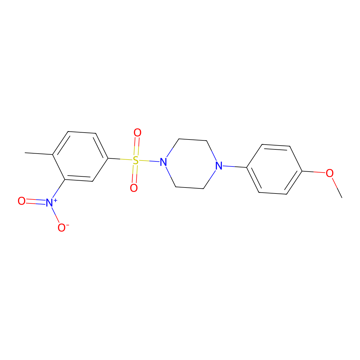 1-(4-Methoxyphenyl)-4-(4-methyl-3-nitrophenyl)sulfonylpiperazine molecular structure, CAS 432509-23-4