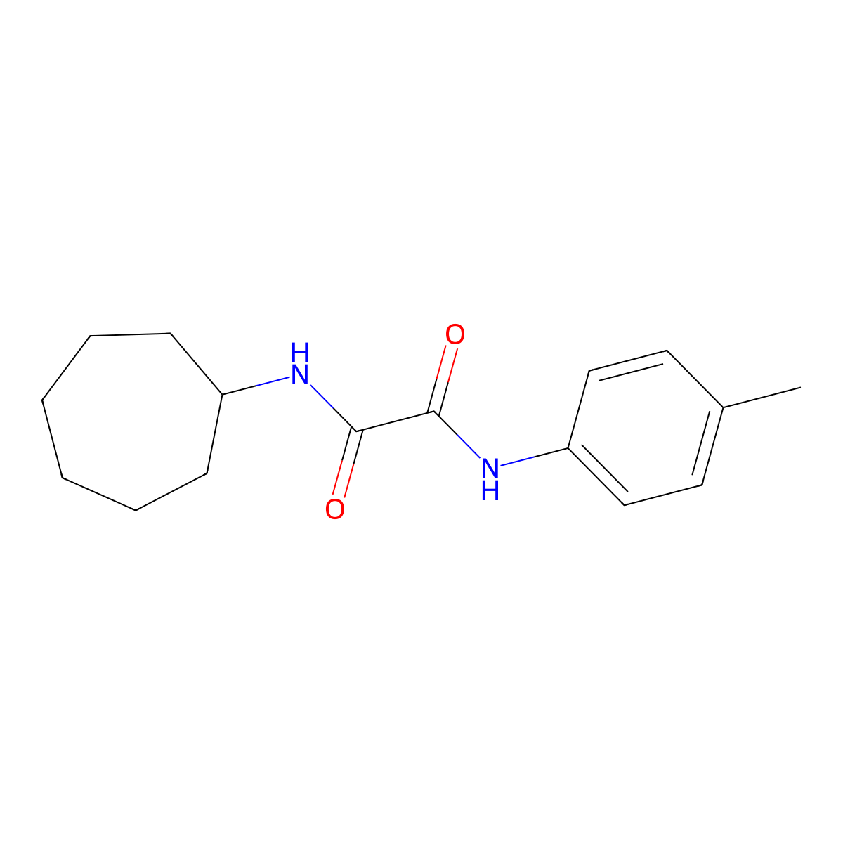 N-cycloheptyl-N'-(4-methylphenyl)oxamide molecular structure, CAS 432509-24-5