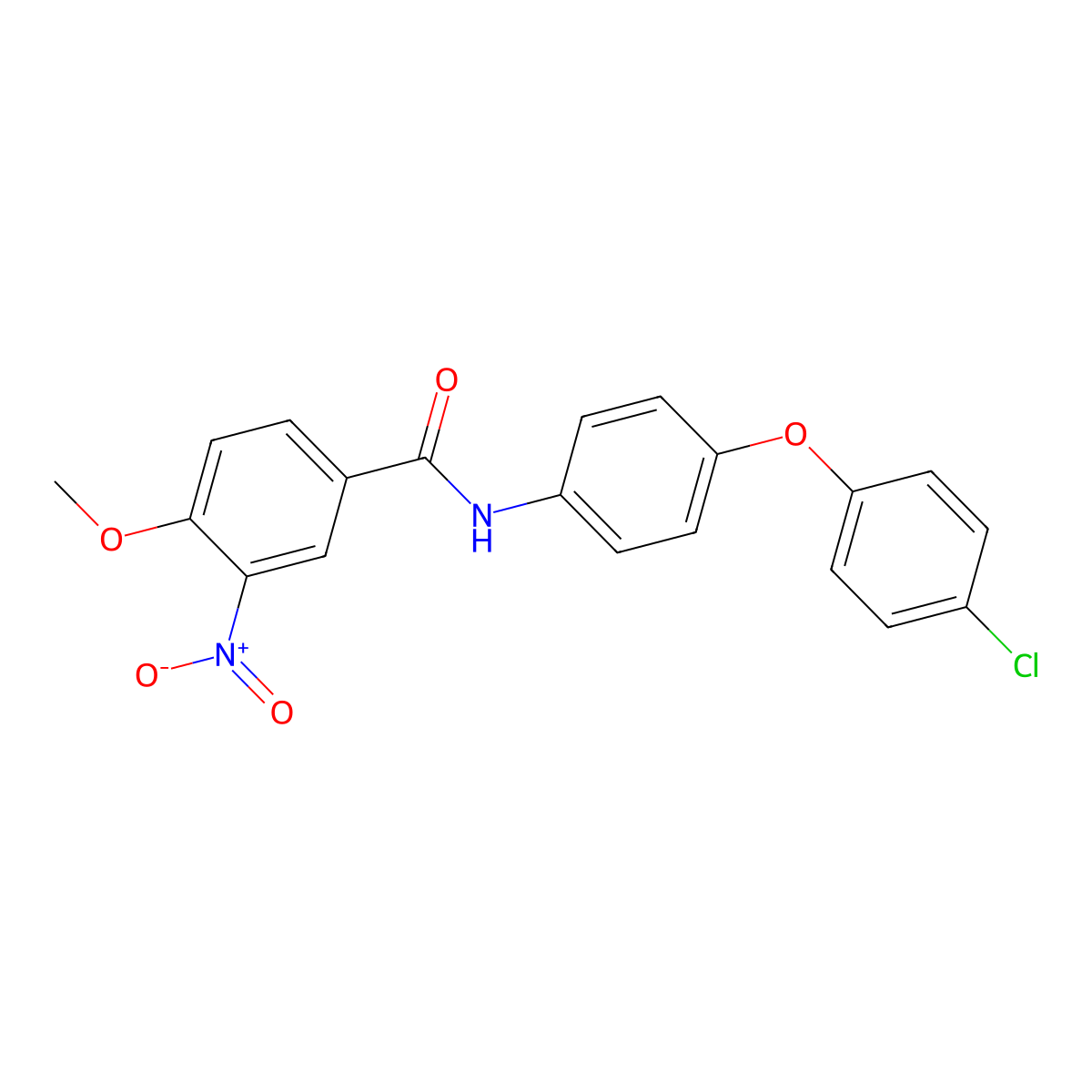 N-[4-(4-chlorophenoxy)phenyl]-4-methoxy-3-nitrobenzamide molecular structure, CAS 432509-30-3
