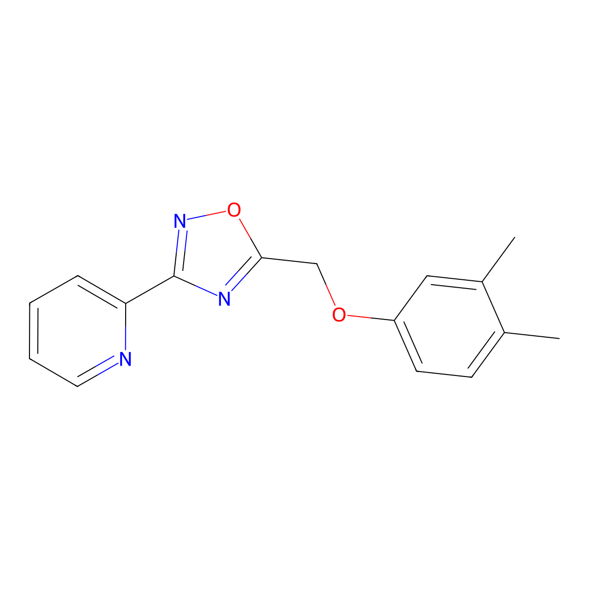 5-[(3,4-Dimethylphenoxy)methyl]-3-pyridin-2-yl-1,2,4-oxadiazole molecular structure, CAS 432509-33-6