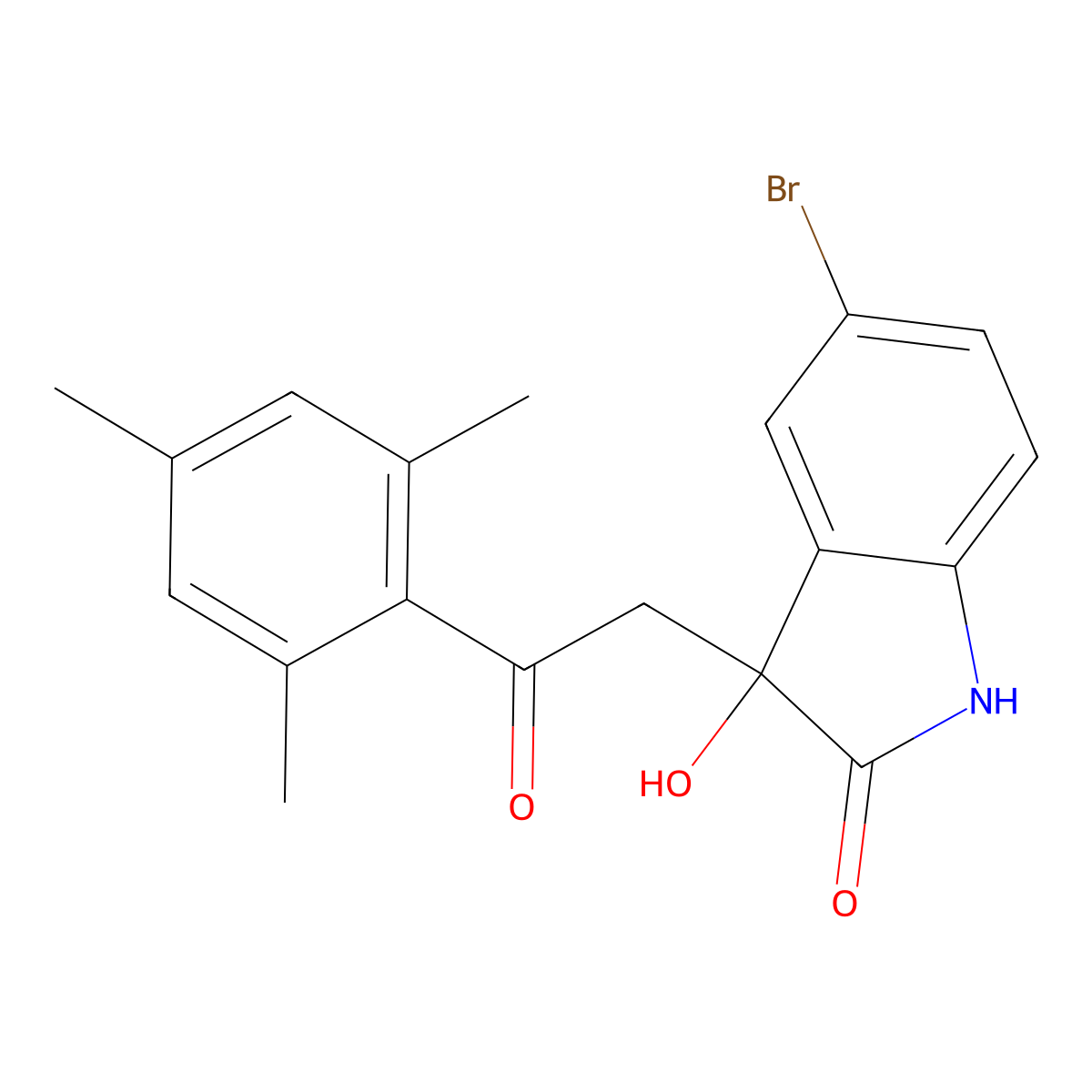5-bromo-3-hydroxy-3-[2-oxo-2-(2,4,6-trimethylphenyl)ethyl]-1H-indol-2-one molecular structure, CAS 432509-34-7