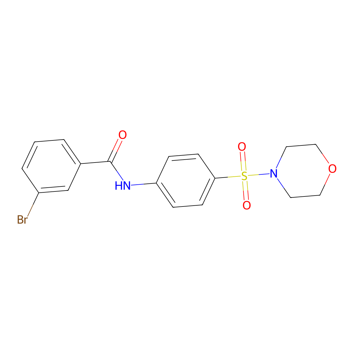3-bromo-N-(4-morpholin-4-ylsulfonylphenyl)benzamide molecular structure, CAS 432509-37-0