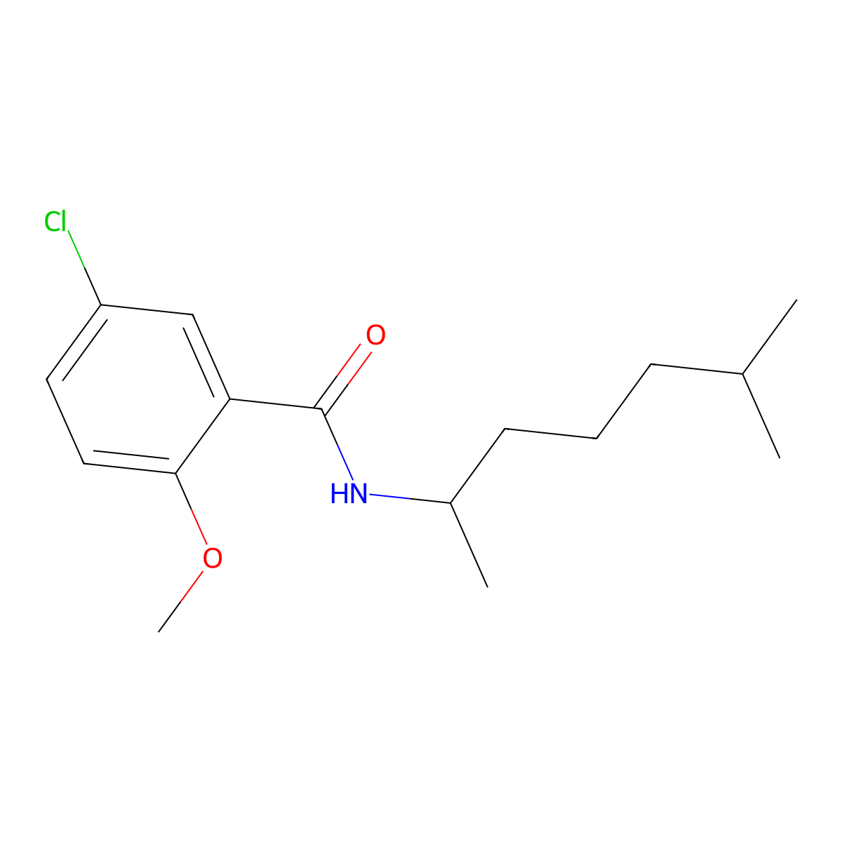 5-chloro-2-methoxy-N-(6-methylheptan-2-yl)benzamide molecular structure, CAS 432509-39-2