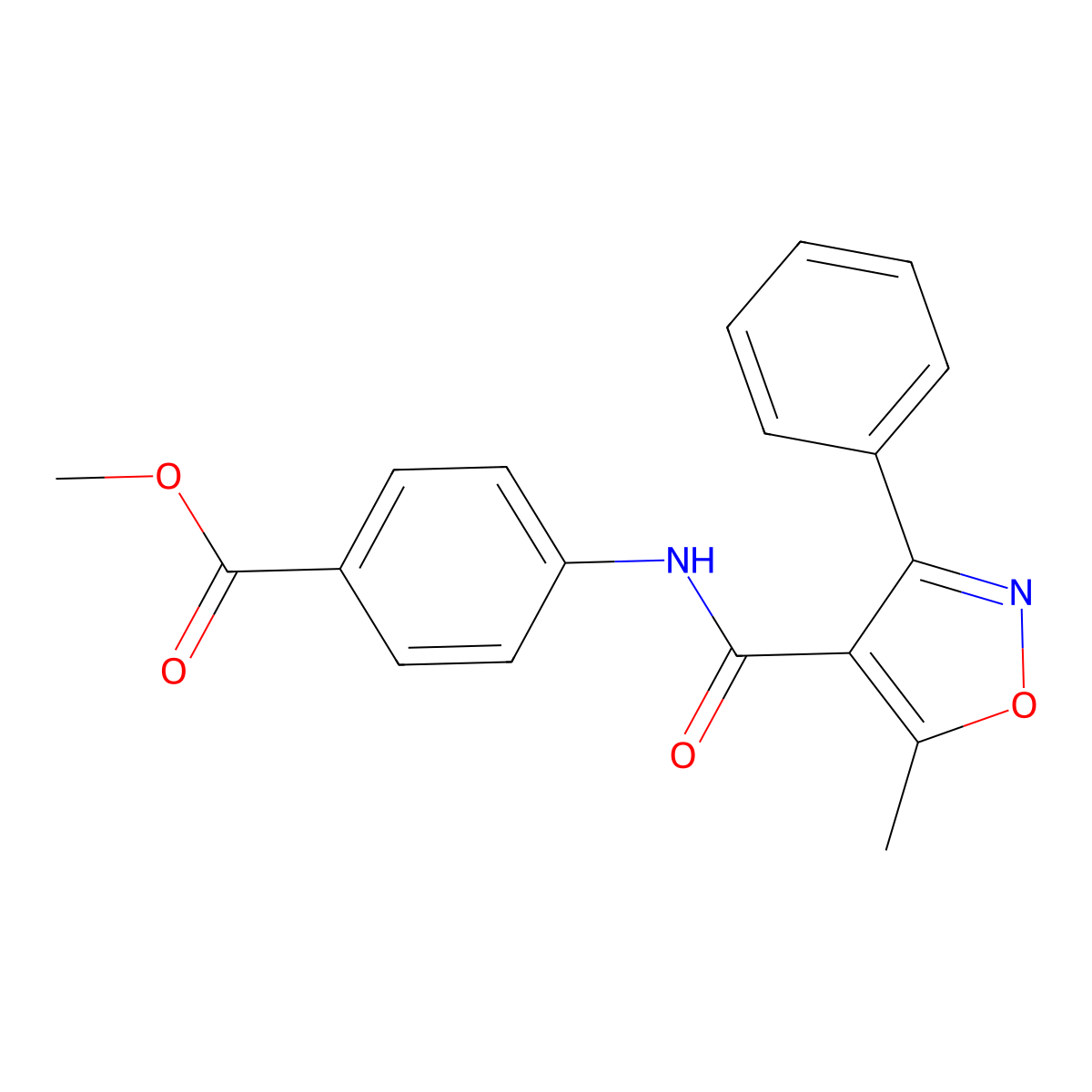 Methyl 4-(5-methyl-3-phenyl-1,2-oxazole-4-amido)benzoate molecular structure, CAS 432509-54-1