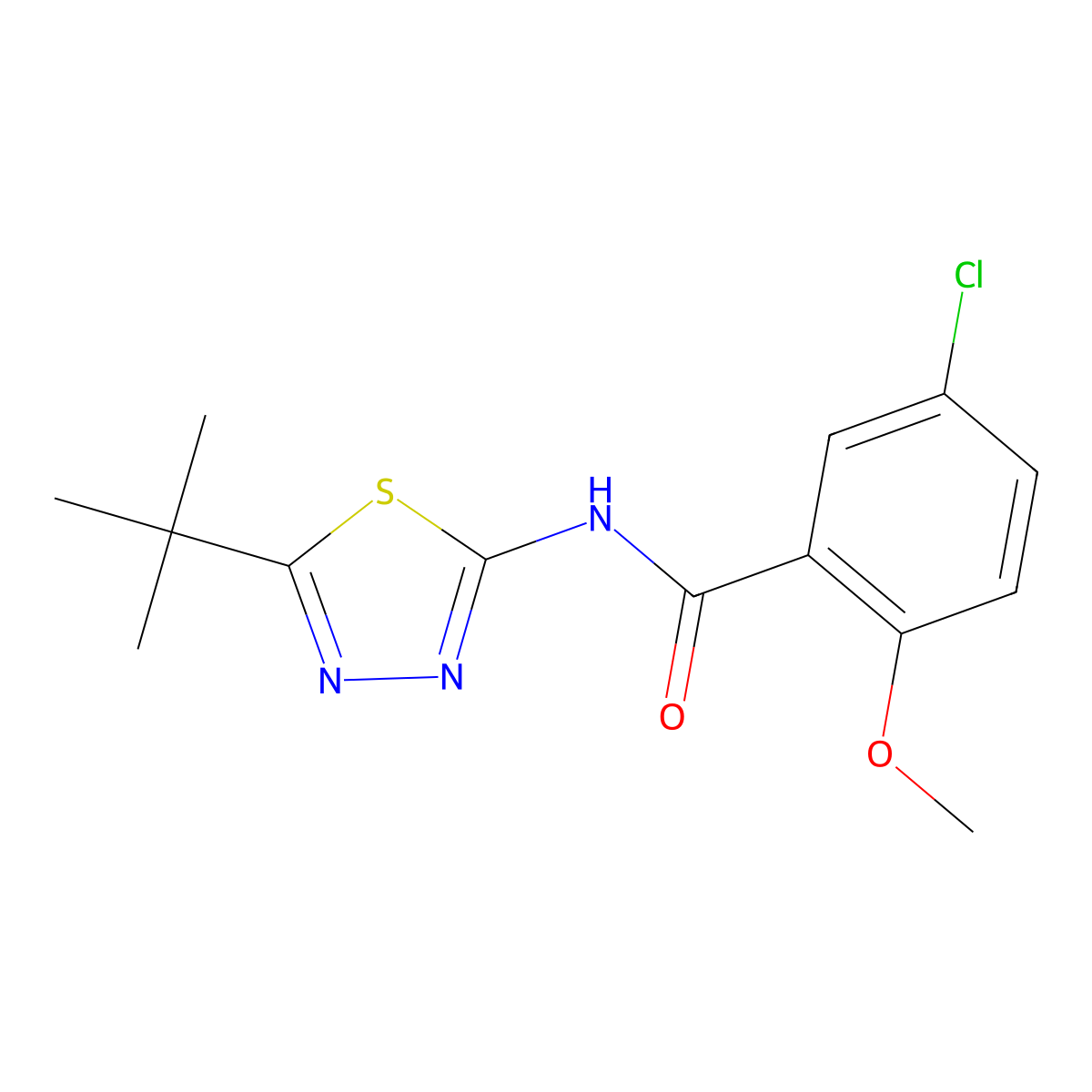 N-(5-tert-butyl-1,3,4-thiadiazol-2-yl)-5-chloro-2-methoxybenzamide molecular structure, CAS 432509-85-8