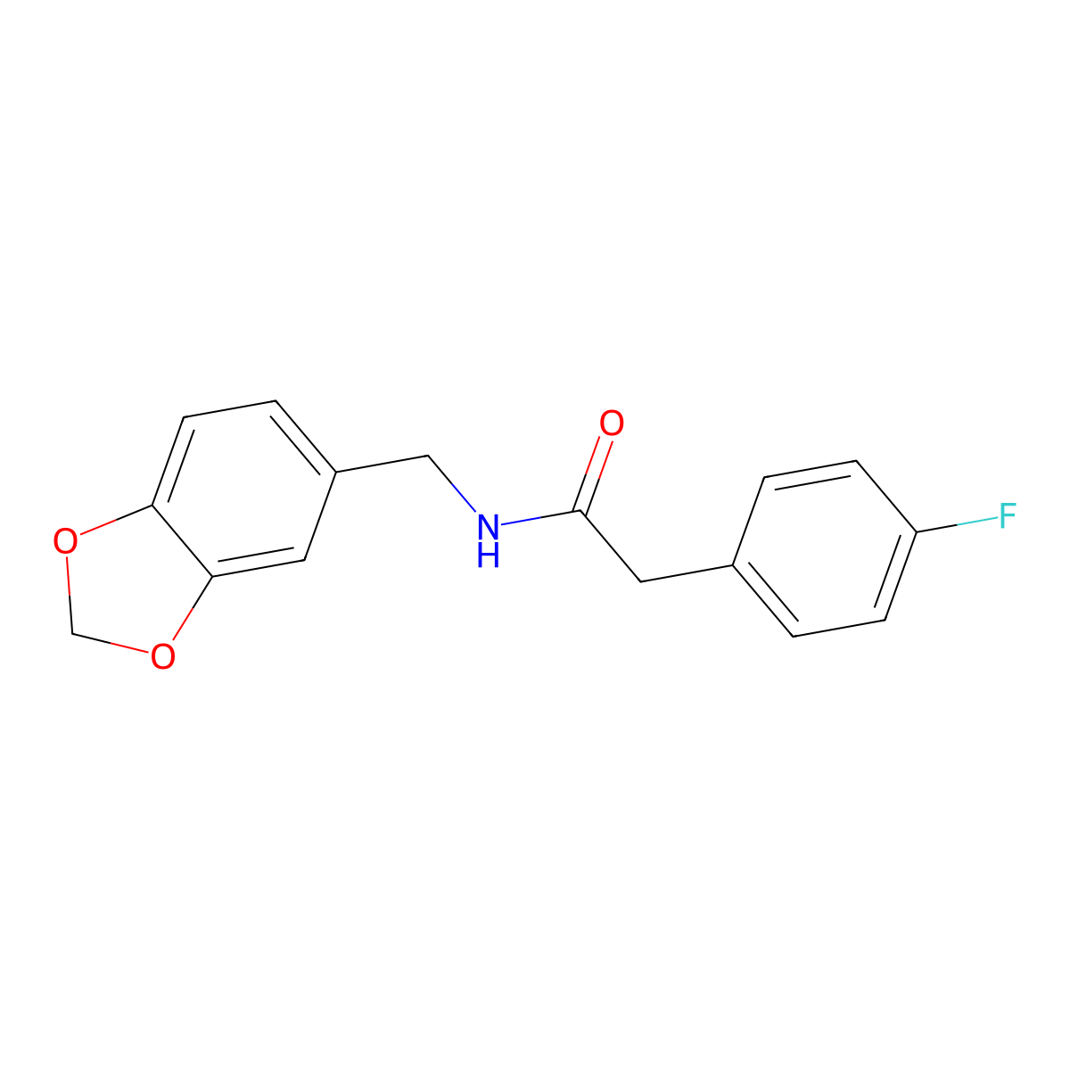 N-(1,3-benzodioxol-5-ylmethyl)-2-(4-fluorophenyl)acetamide molecular structure, CAS 432510-05-9