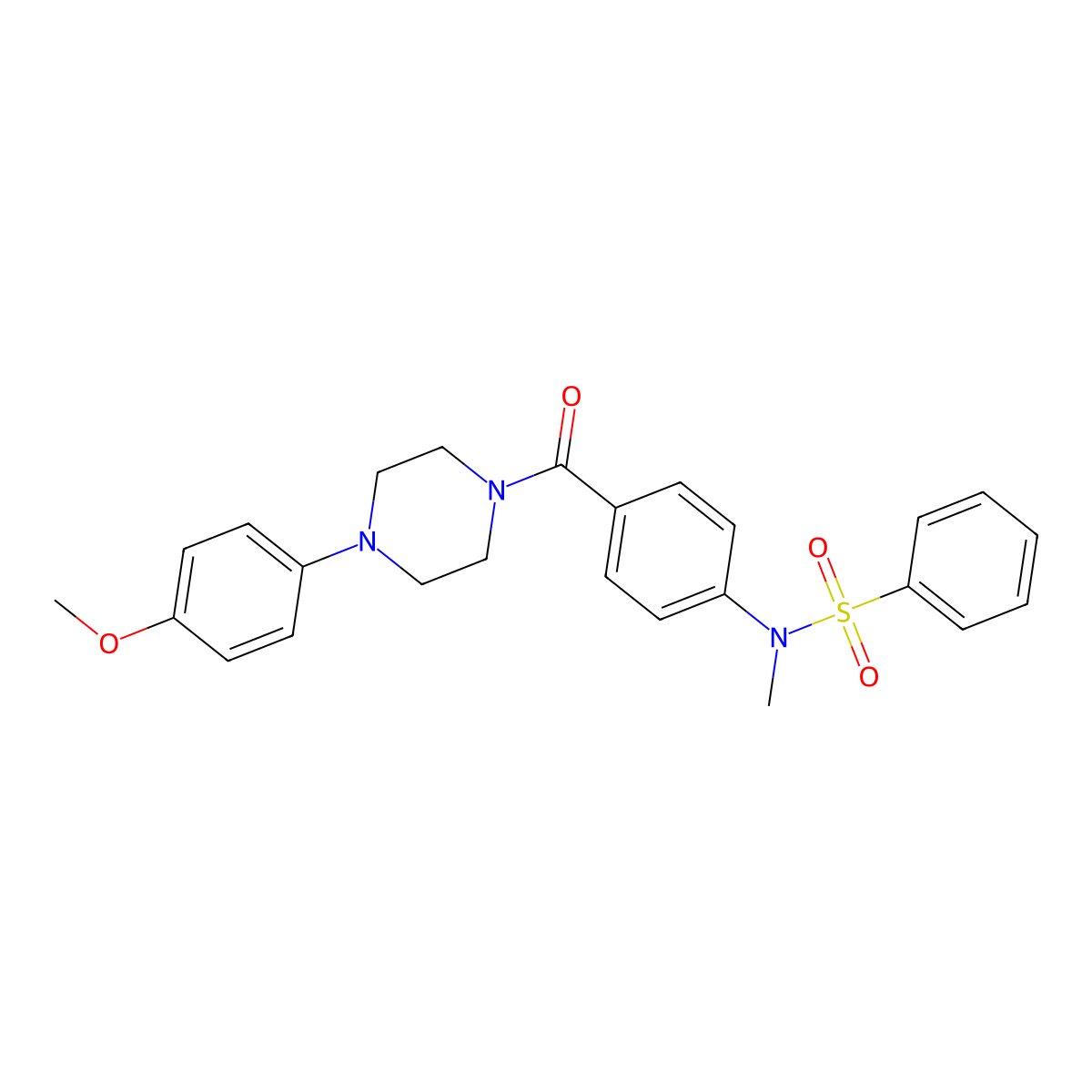 N-(4-{[4-(4-methoxyphenyl)piperazin-1-yl]carbonyl}phenyl)-N-methylbenzenesulfonamide molecular structure, CAS 432510-10-6