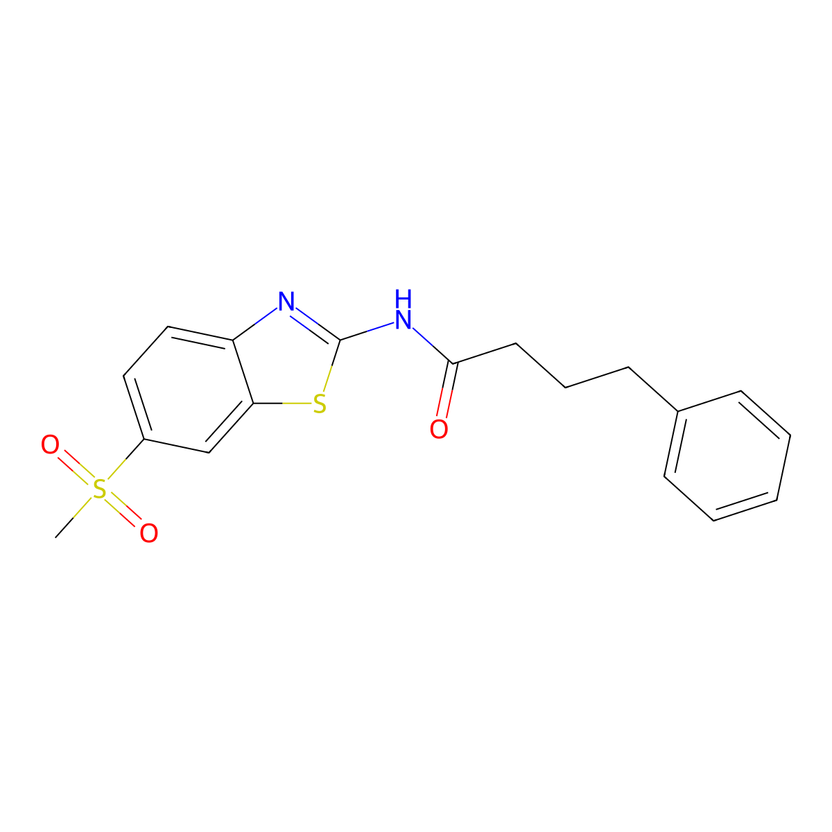 N-[6-(methylsulfonyl)benzothiazol-2-yl]-4-phenylbutanamide molecular structure, CAS 432510-18-4