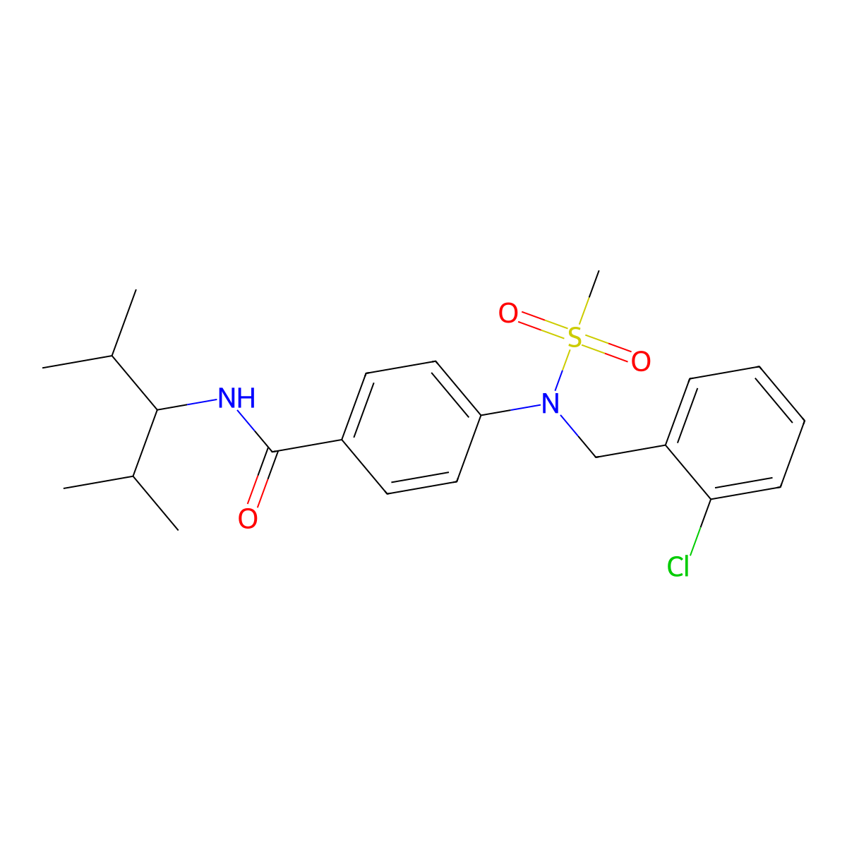 4-[(2-chlorobenzyl)(methylsulfonyl)amino]-N-(2,4-dimethylpentan-3-yl)benzamide molecular structure, CAS 432510-22-0