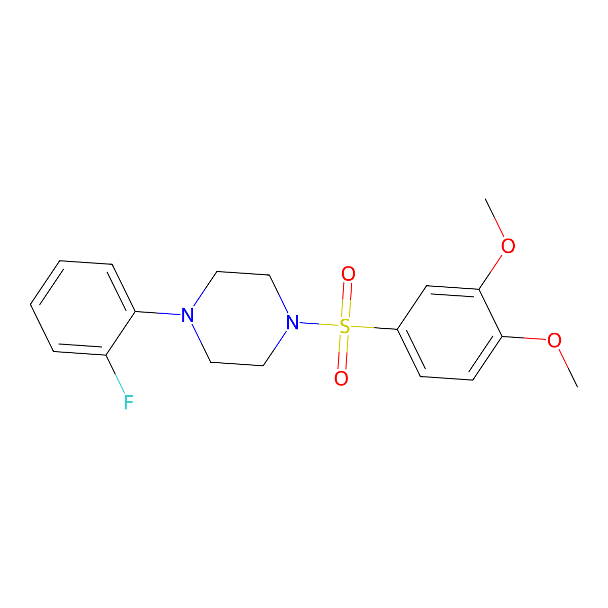 1-[(3,4-Dimethoxyphenyl)sulfonyl]-4-(2-fluorophenyl)piperazine molecular structure, CAS 432510-61-7
