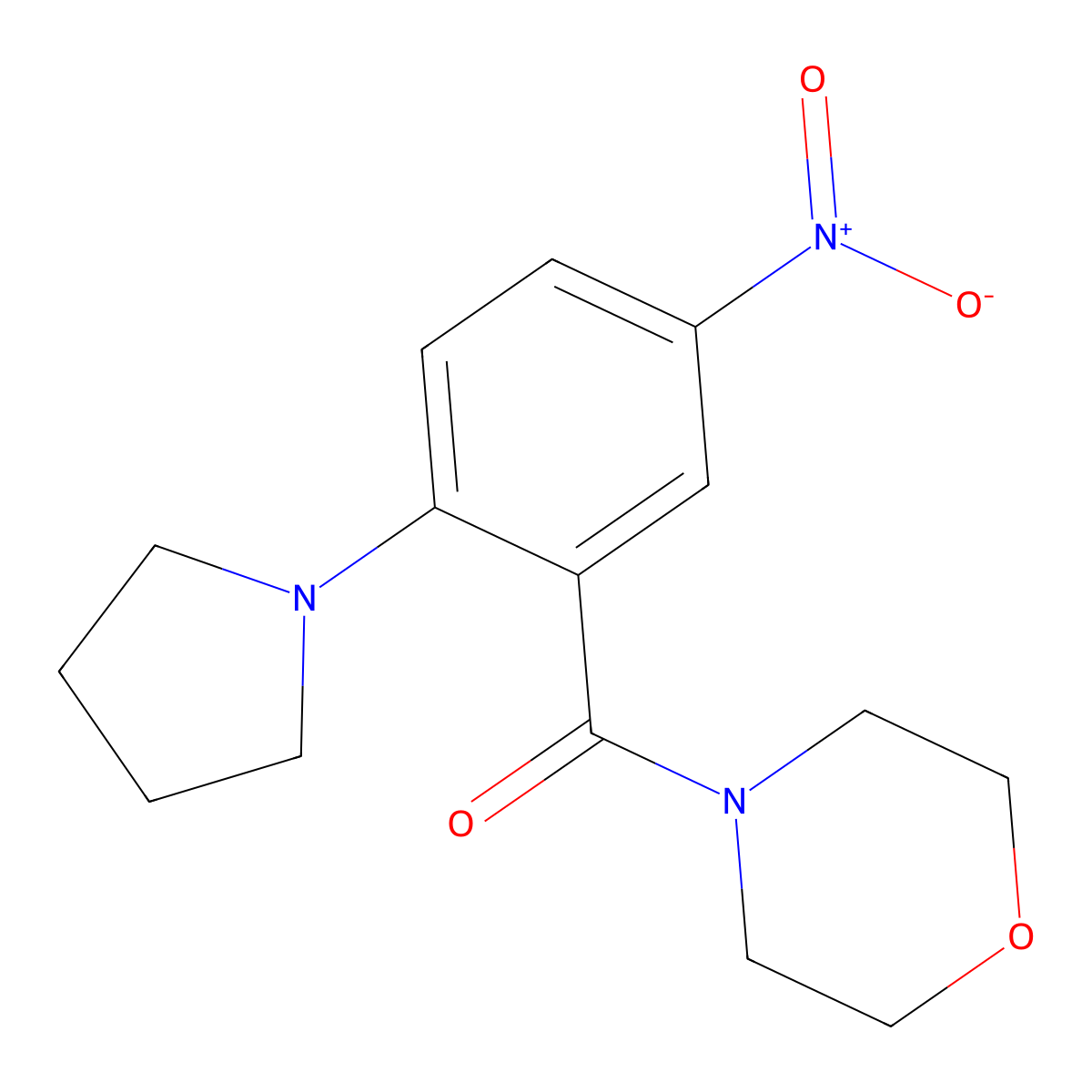 Morpholin-4-yl-(5-nitro-2-pyrrolidin-1-ylphenyl)methanone molecular structure, CAS 432510-79-7