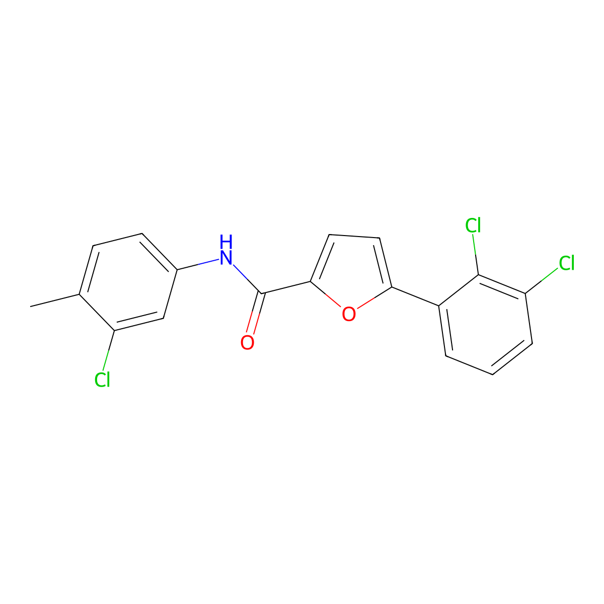 N-(3-chloro-4-methylphenyl)-5-(2,3-dichlorophenyl)furan-2-carboxamide molecular structure, CAS 432510-88-8