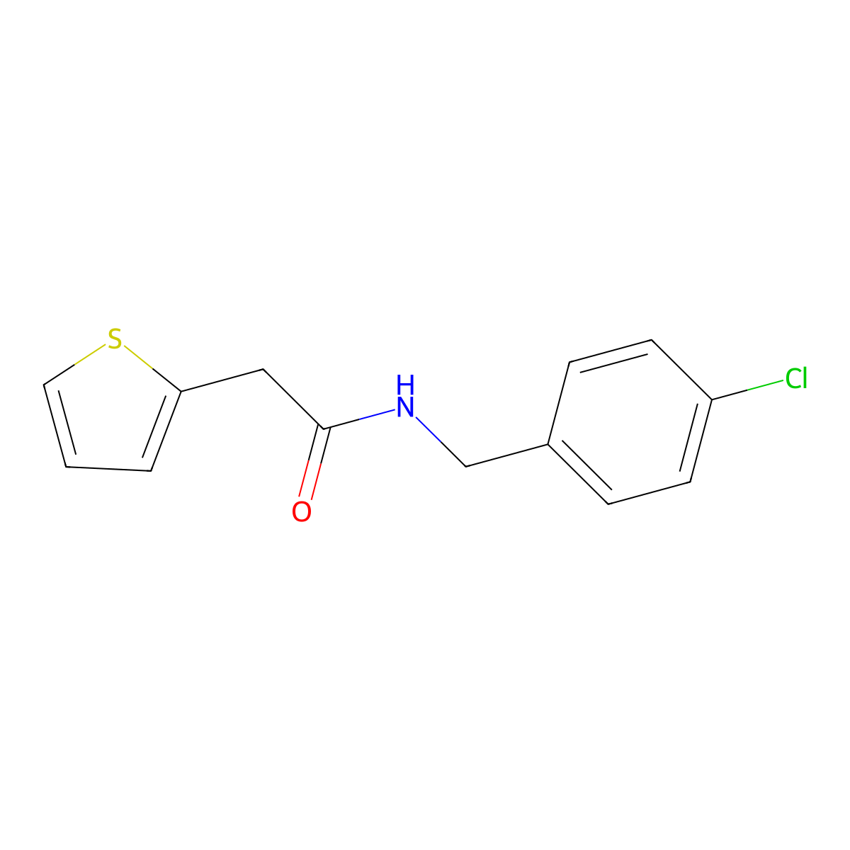 N-(4-chlorobenzyl)-2-(thiophen-2-yl)acetamide molecular structure, CAS 432510-91-3
