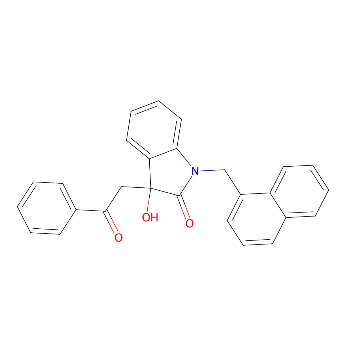 3-Hydroxy-1-(naphthalen-1-ylmethyl)-3-phenacylindol-2-one molecular structure, CAS 432510-96-8