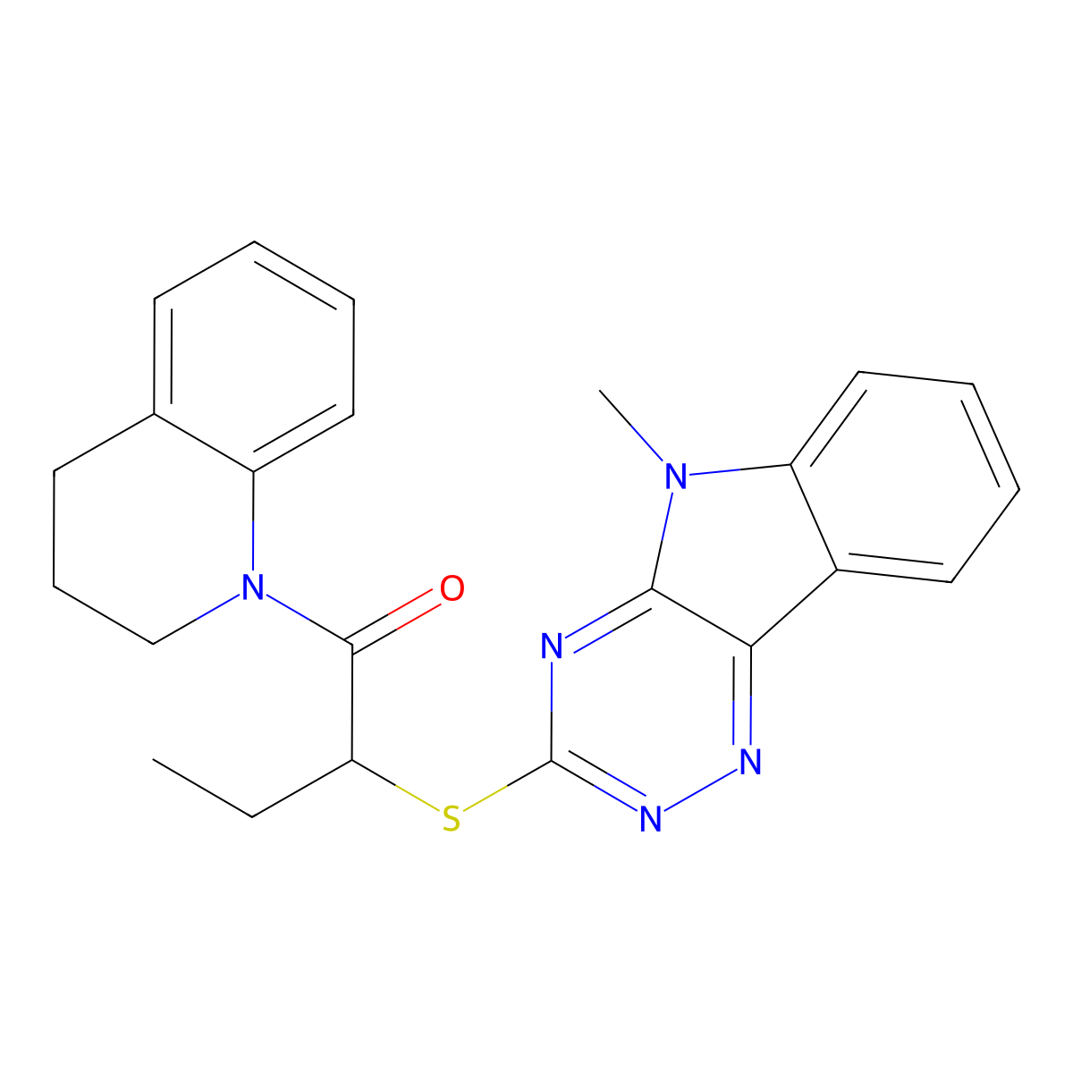1-(3,4-dihydro-2H-quinolin-1-yl)-2-[(5-methyl-[1,2,4]triazino[5,6-b]indol-3-yl)sulfanyl]butan-1-one molecular structure, CAS 432510-99-1