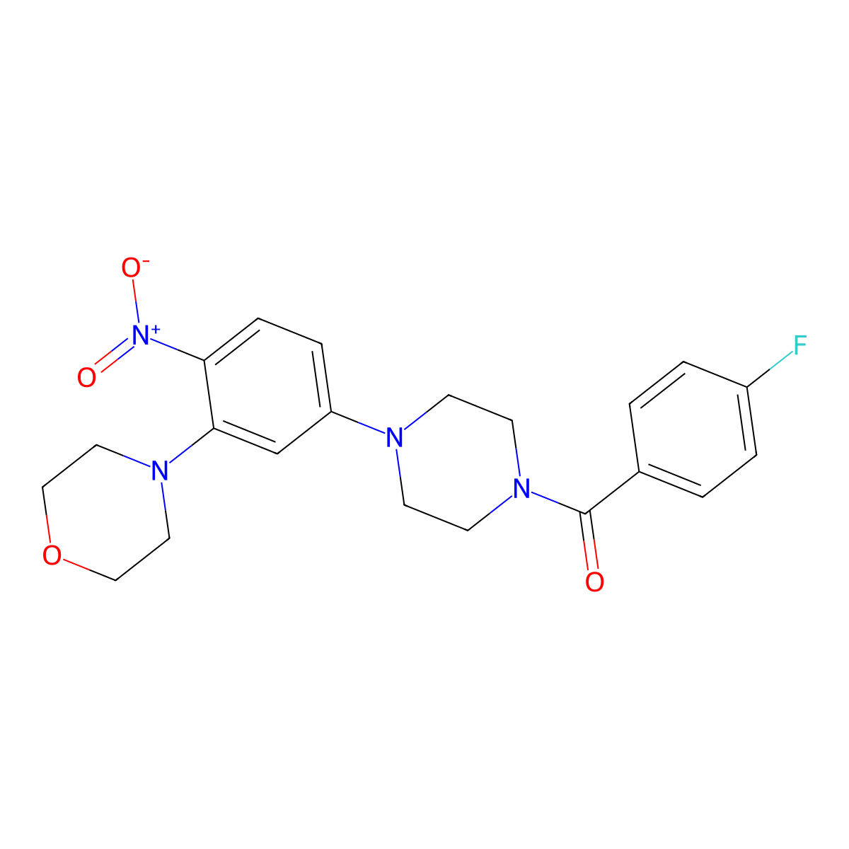 (4-Fluorophenyl)-[4-(3-morpholin-4-yl-4-nitrophenyl)piperazin-1-yl]methanone molecular structure, CAS 432511-01-8