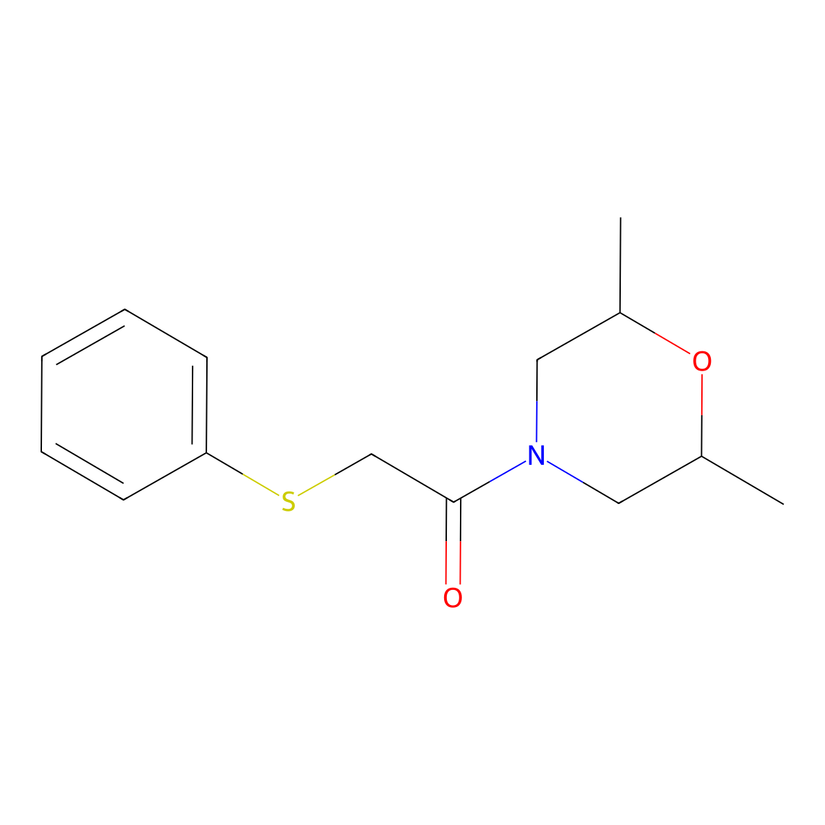 1-(2,6-Dimethylmorpholin-4-yl)-2-phenylsulfanylethanone molecular structure, CAS 432511-54-1