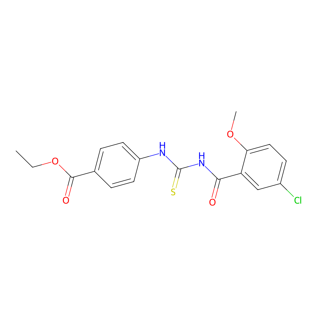 Ethyl 4-({[(5-chloro-2-methoxyphenyl)carbonyl]carbamothioyl}amino)benzoate molecular structure, CAS 432511-56-3