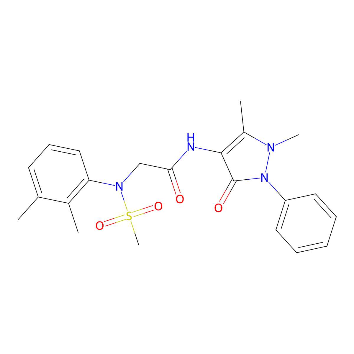 2-(2,3-dimethyl-N-methylsulfonylanilino)-N-(1,5-dimethyl-3-oxo-2-phenylpyrazol-4-yl)acetamide molecular structure, CAS 432511-74-5