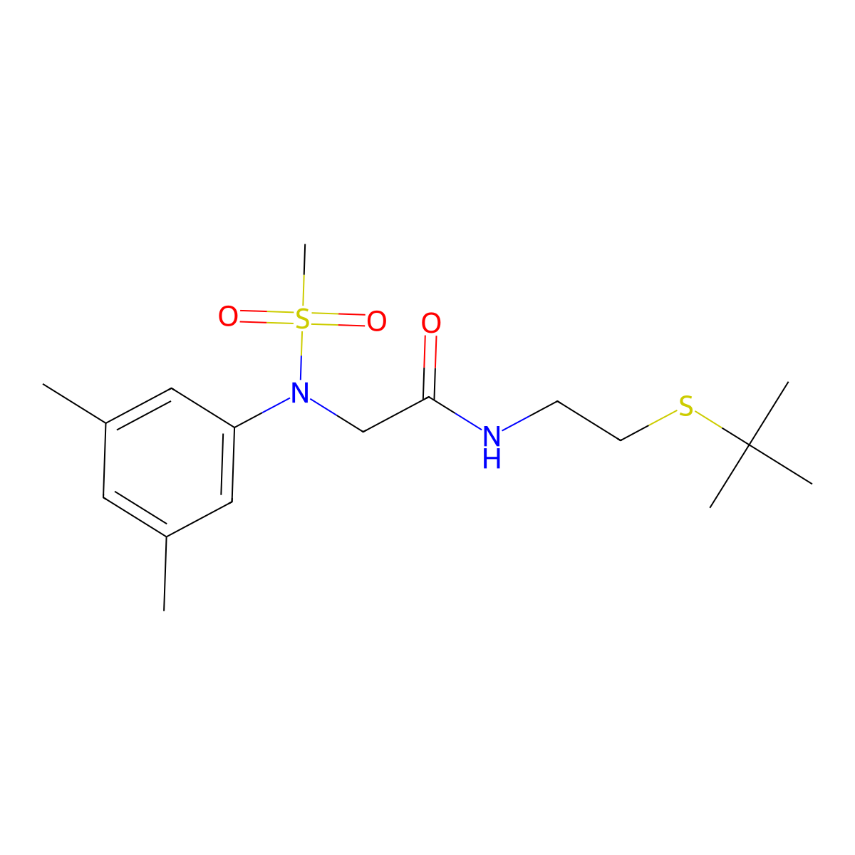 N-(2-tert-butylsulfanylethyl)-2-(3,5-dimethyl-N-methylsulfonylanilino)acetamide molecular structure, CAS 432511-75-6