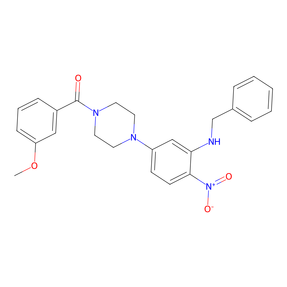 [4-[3-(Benzylamino)-4-nitrophenyl]piperazin-1-yl]-(3-methoxyphenyl)methanone molecular structure, CAS 432512-19-1