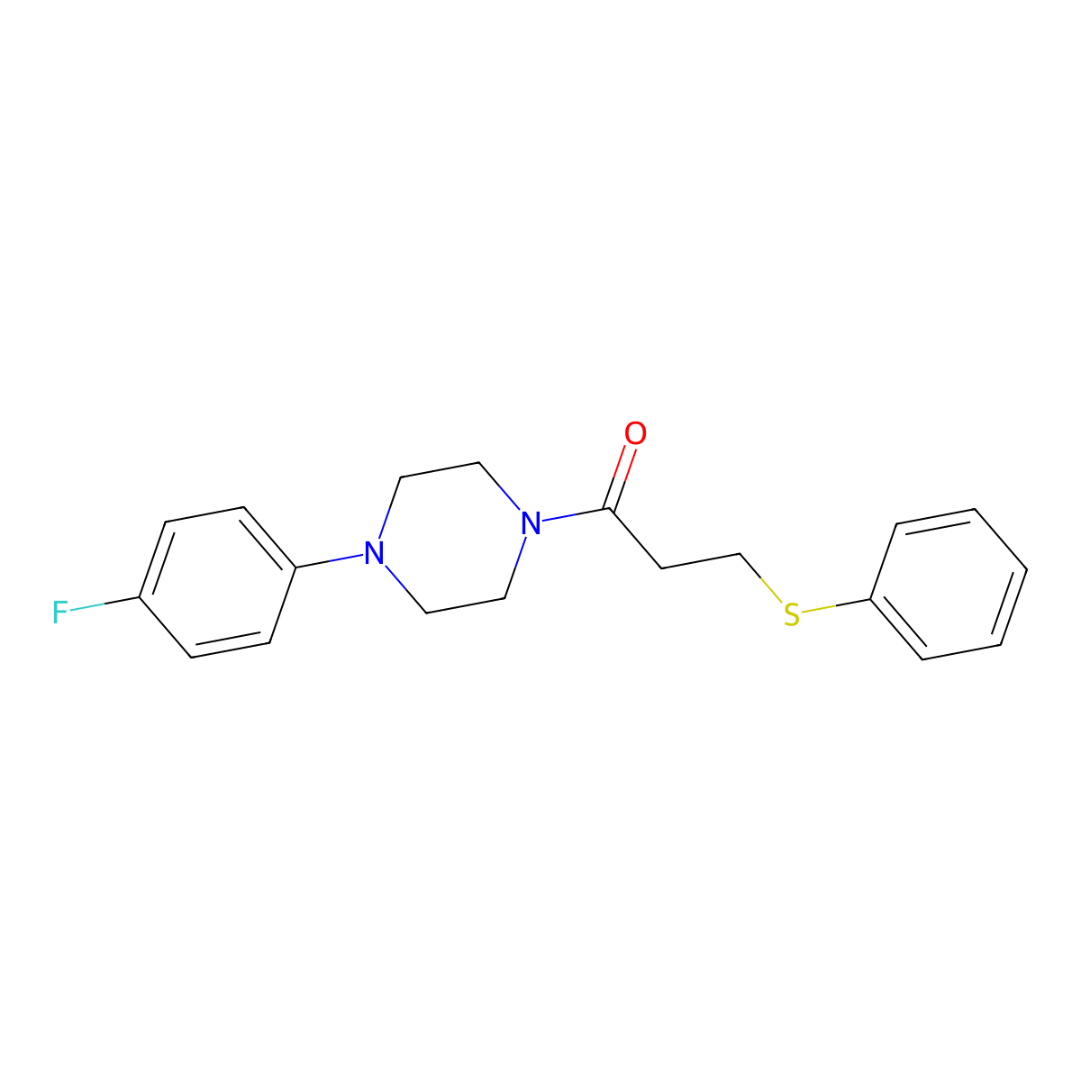 1-[4-(4-Fluorophenyl)piperazin-1-yl]-3-phenylsulfanylpropan-1-one molecular structure, CAS 432512-26-0