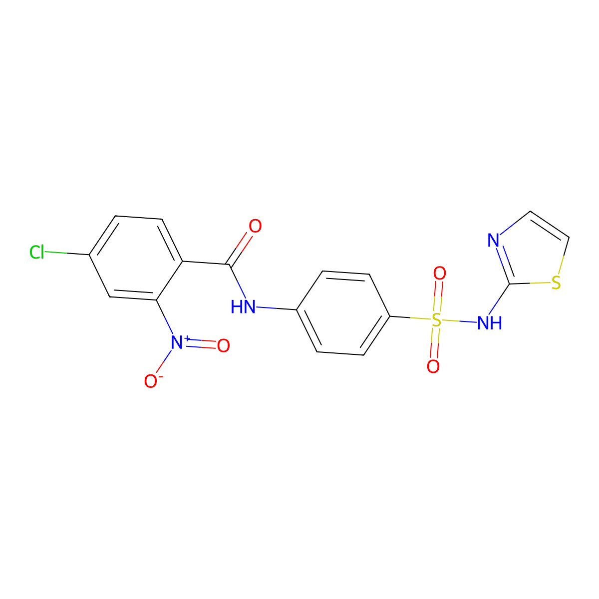 4-chloro-2-nitro-N-[4-(1,3-thiazol-2-ylsulfamoyl)phenyl]benzamide molecular structure, CAS 432512-50-0