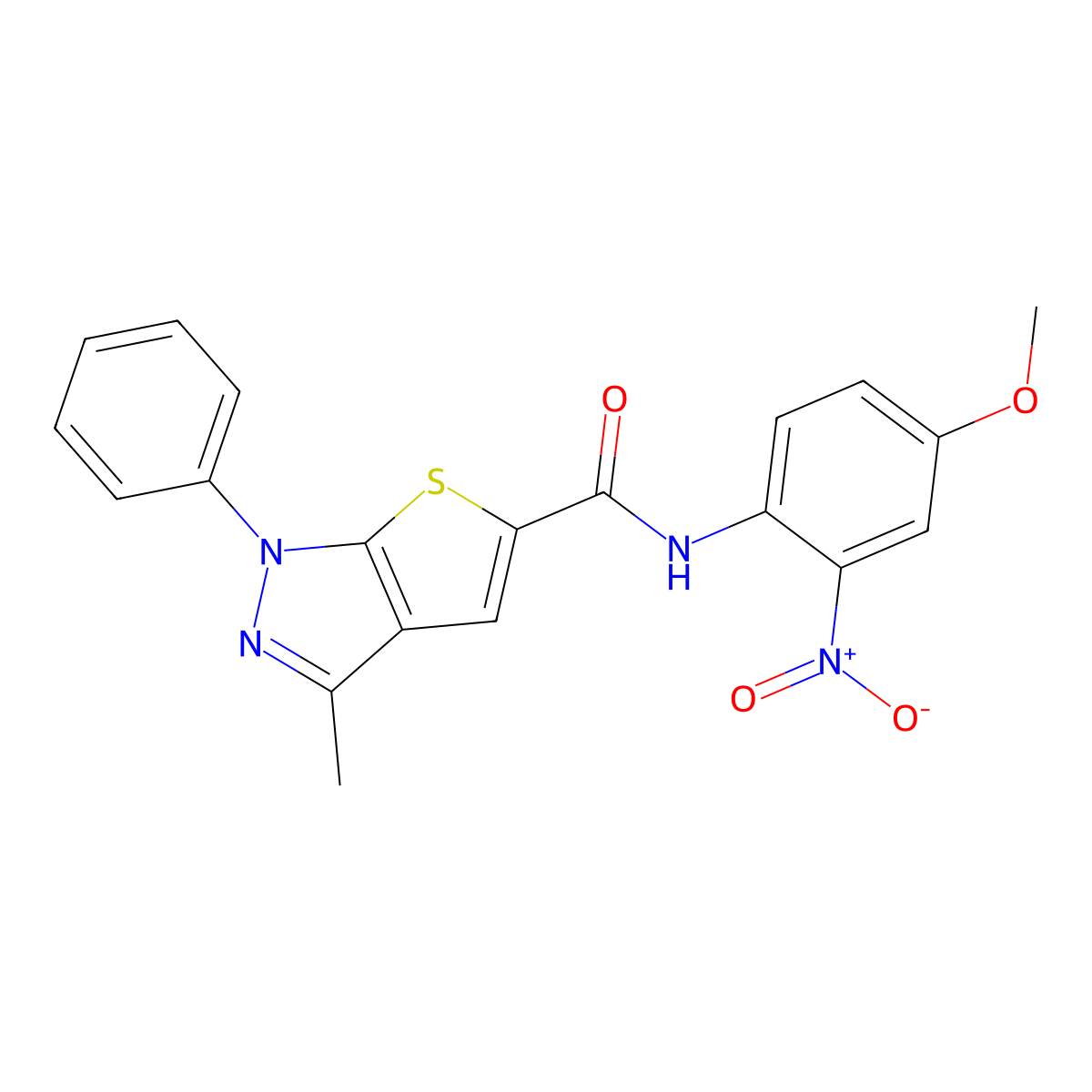N-(4-methoxy-2-nitrophenyl)-3-methyl-1-phenyl-1H-thieno[2,3-c]pyrazole-5-carboxamide molecular structure, CAS 432512-73-7