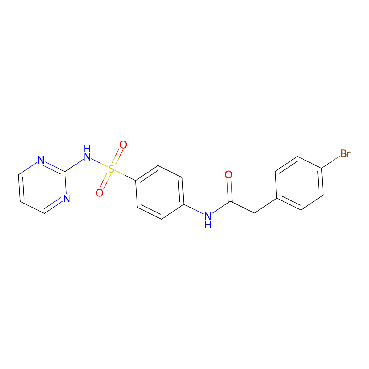 2-(4-bromophenyl)-N-[4-(pyrimidin-2-ylsulfamoyl)phenyl]acetamide molecular structure, CAS 432512-78-2