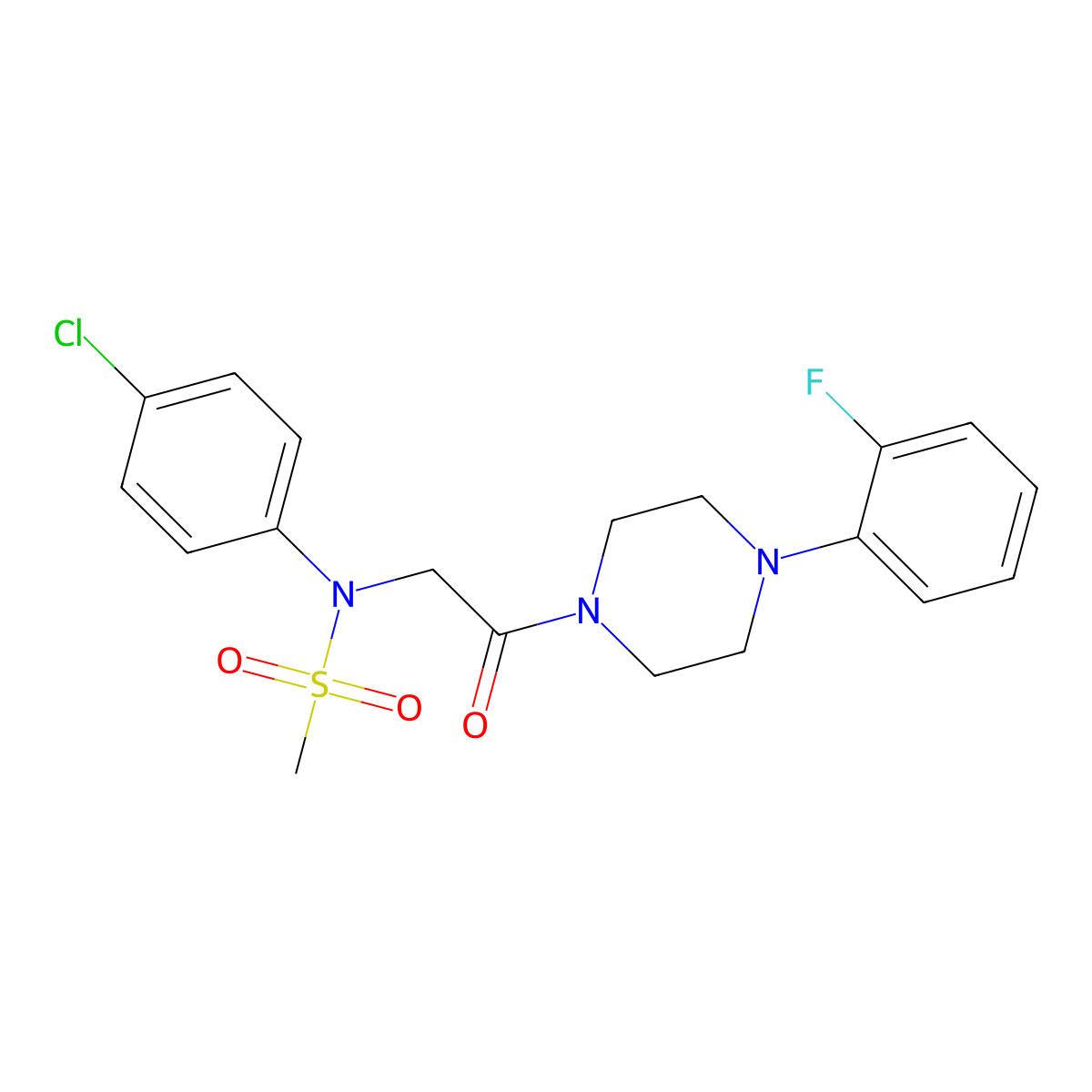 N-(4-chlorophenyl)-N-[2-[4-(2-fluorophenyl)piperazin-1-yl]-2-oxoethyl]methanesulfonamide molecular structure, CAS 432512-89-5