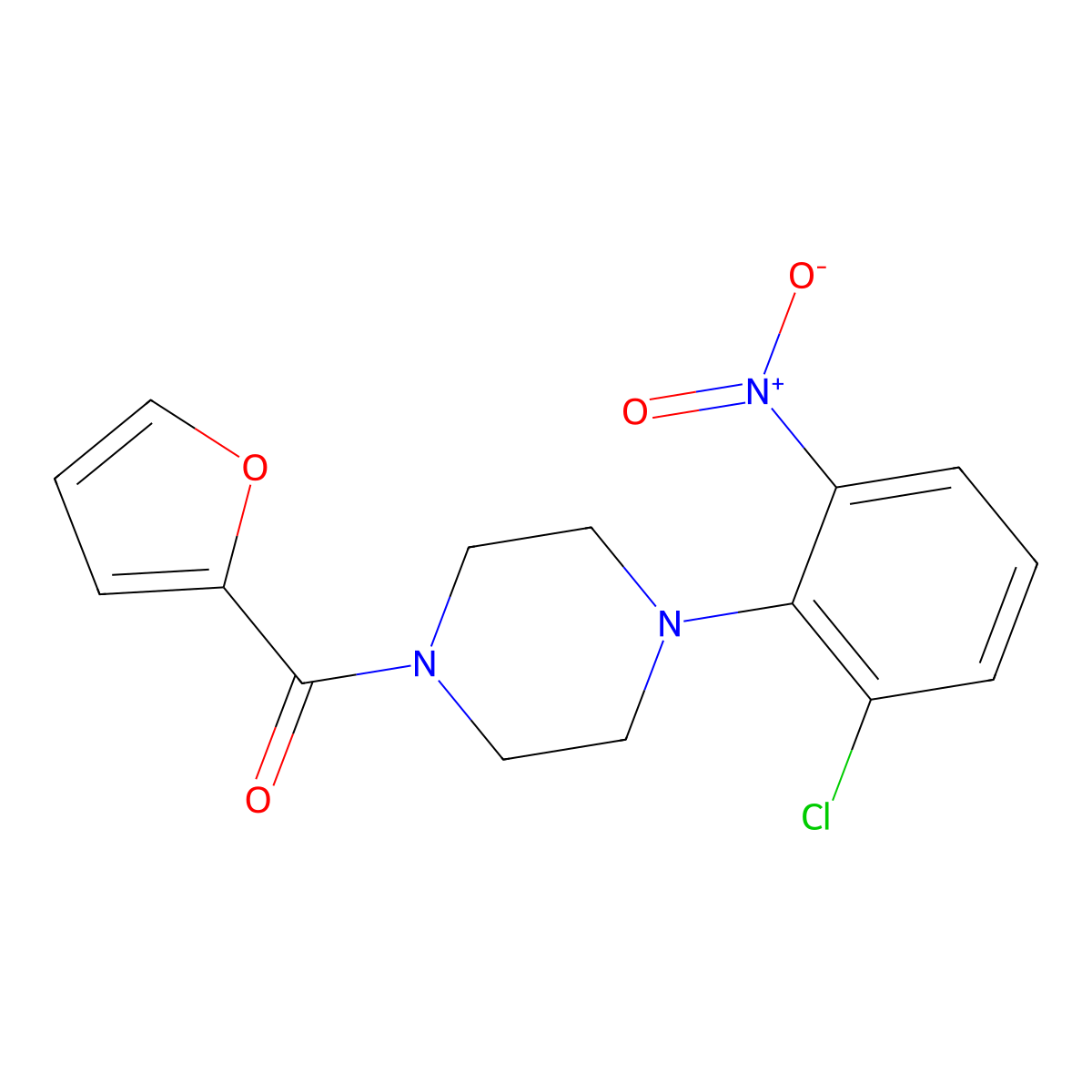 [4-(2-Chloro-6-nitrophenyl)piperazin-1-yl]-(furan-2-yl)methanone molecular structure, CAS 432512-97-5