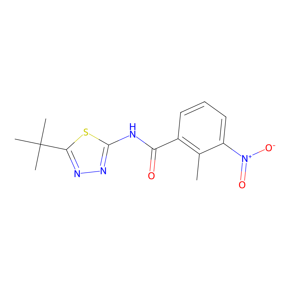 N-(5-tert-butyl-1,3,4-thiadiazol-2-yl)-2-methyl-3-nitrobenzamide molecular structure, CAS 432513-08-1