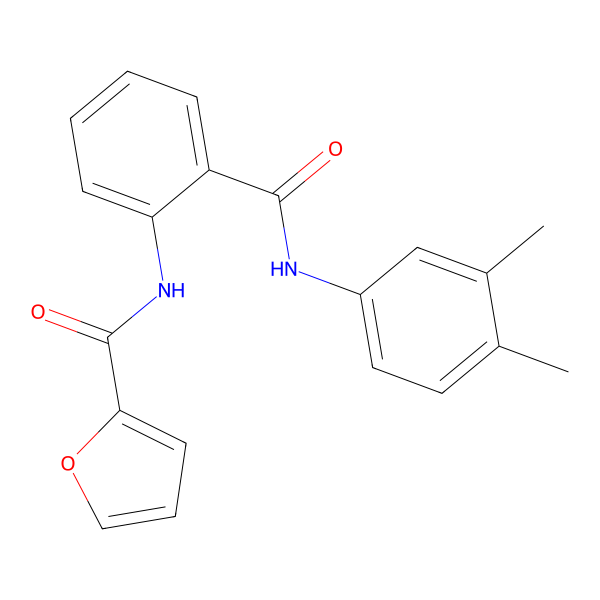 N-[2-[(3,4-dimethylphenyl)carbamoyl]phenyl]furan-2-carboxamide molecular structure, CAS 432513-20-7