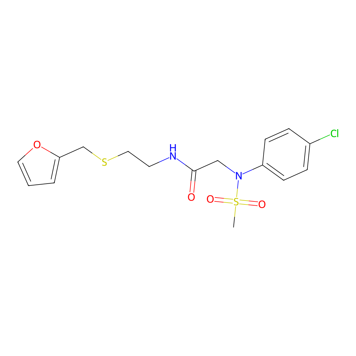 2-(4-chloro-N-methylsulfonylanilino)-N-[2-(furan-2-ylmethylsulfanyl)ethyl]acetamide molecular structure, CAS 432514-35-7