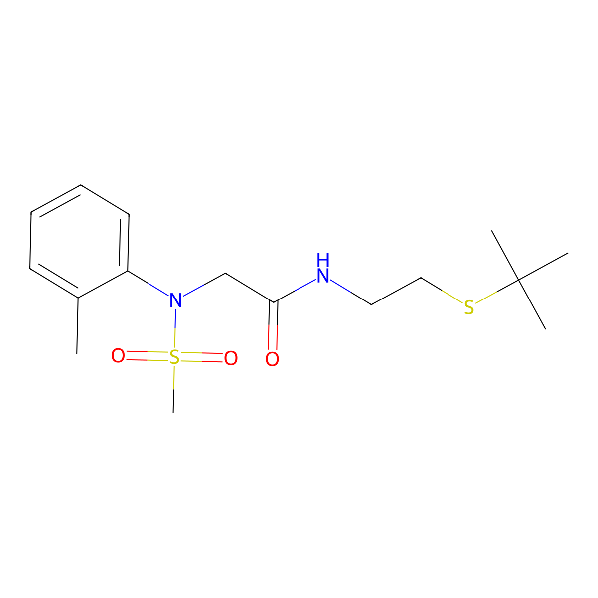 N-(2-tert-butylsulfanylethyl)-2-(2-methyl-N-methylsulfonylanilino)acetamide molecular structure, CAS 432514-42-6