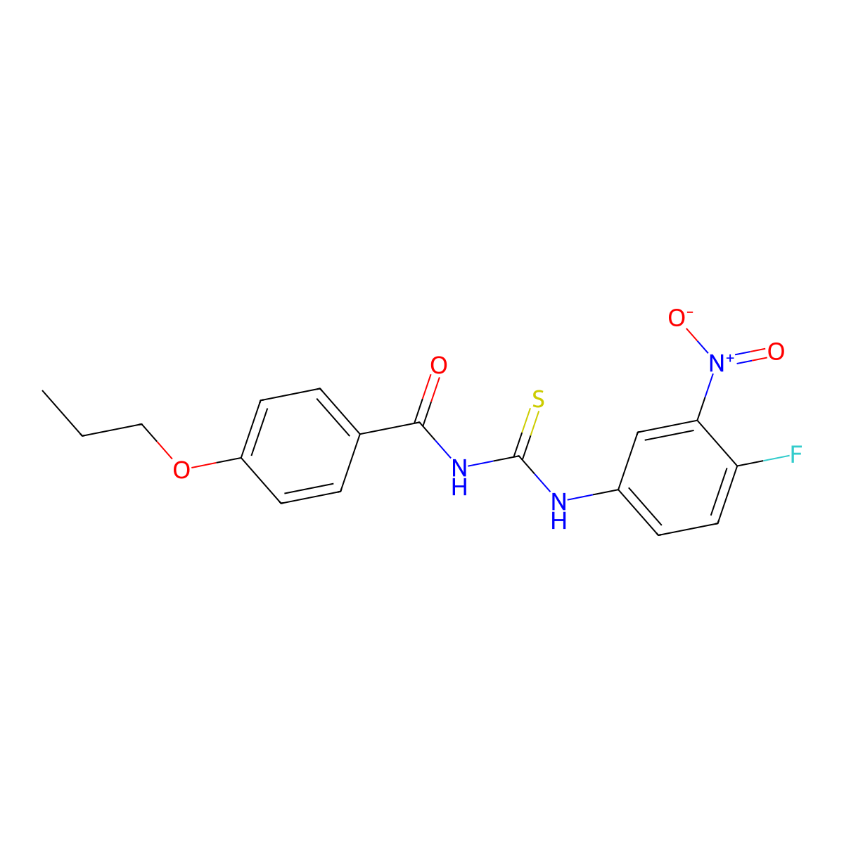N-[(4-fluoro-3-nitrophenyl)carbamothioyl]-4-propoxybenzamide molecular structure, CAS 432514-64-2