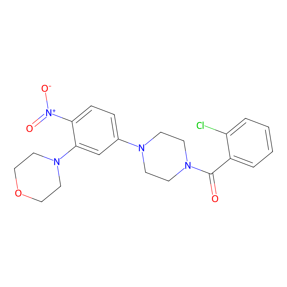 (2-Chlorophenyl)-[4-(3-morpholin-4-yl-4-nitrophenyl)piperazin-1-yl]methanone molecular structure, CAS 432514-65-3