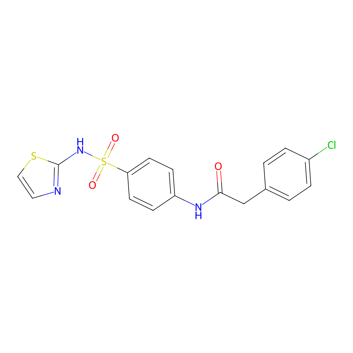 2-(4-chlorophenyl)-N-[4-(1,3-thiazol-2-ylsulfamoyl)phenyl]acetamide molecular structure, CAS 432514-75-5