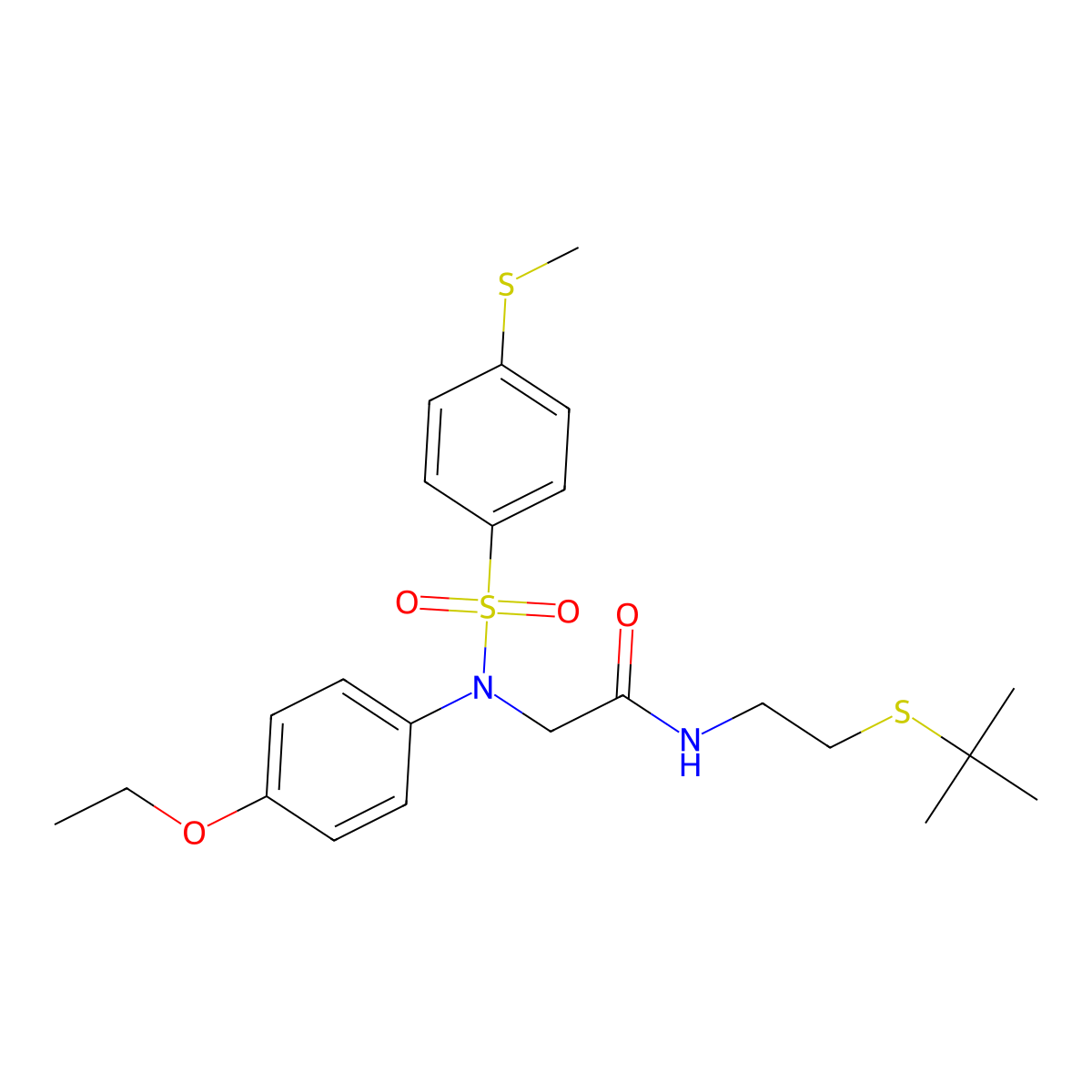 N-(2-tert-butylsulfanylethyl)-2-(4-ethoxy-N-(4-methylsulfanylphenyl)sulfonylanilino)acetamide molecular structure, CAS 432514-96-0