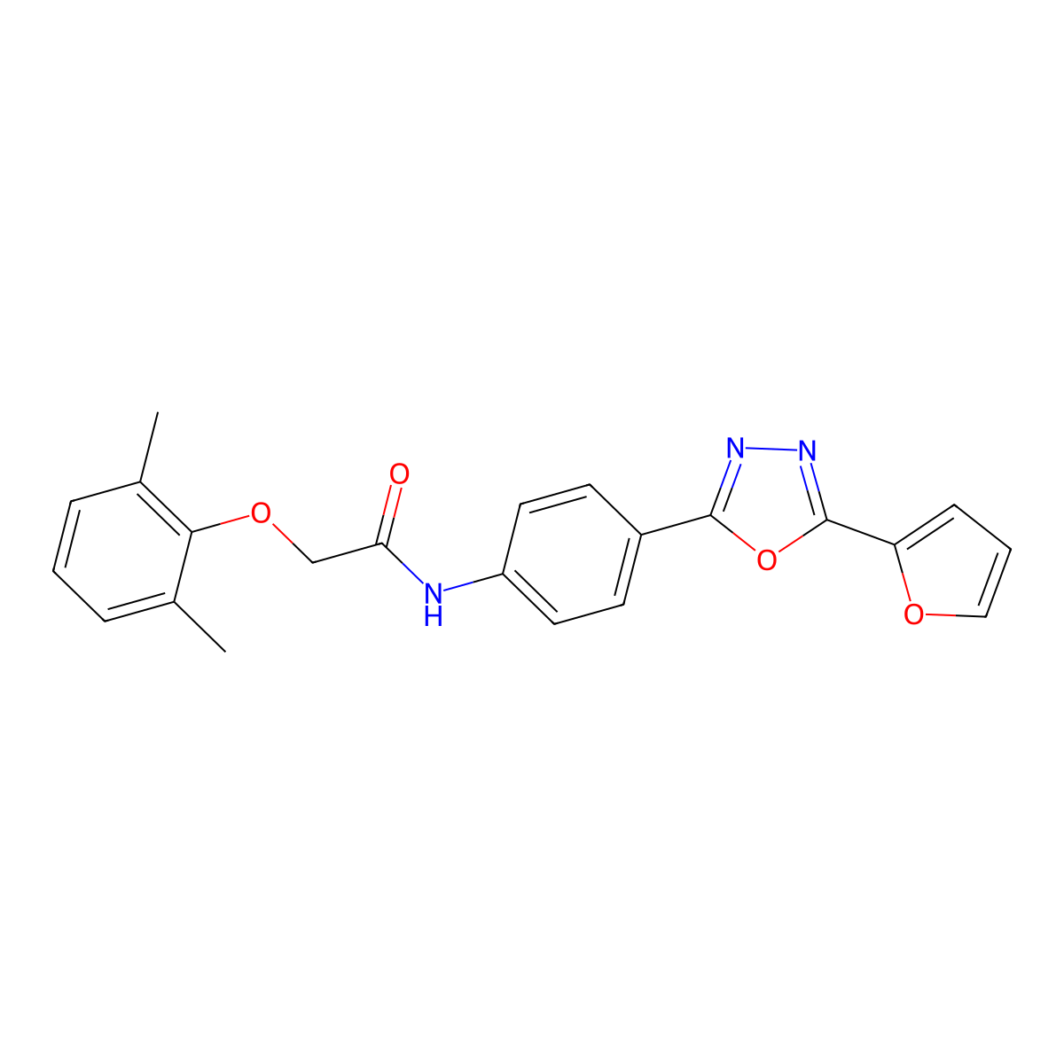 2-(2,6-dimethylphenoxy)-N-[4-[5-(furan-2-yl)-1,3,4-oxadiazol-2-yl]phenyl]acetamide molecular structure, CAS 432515-16-7