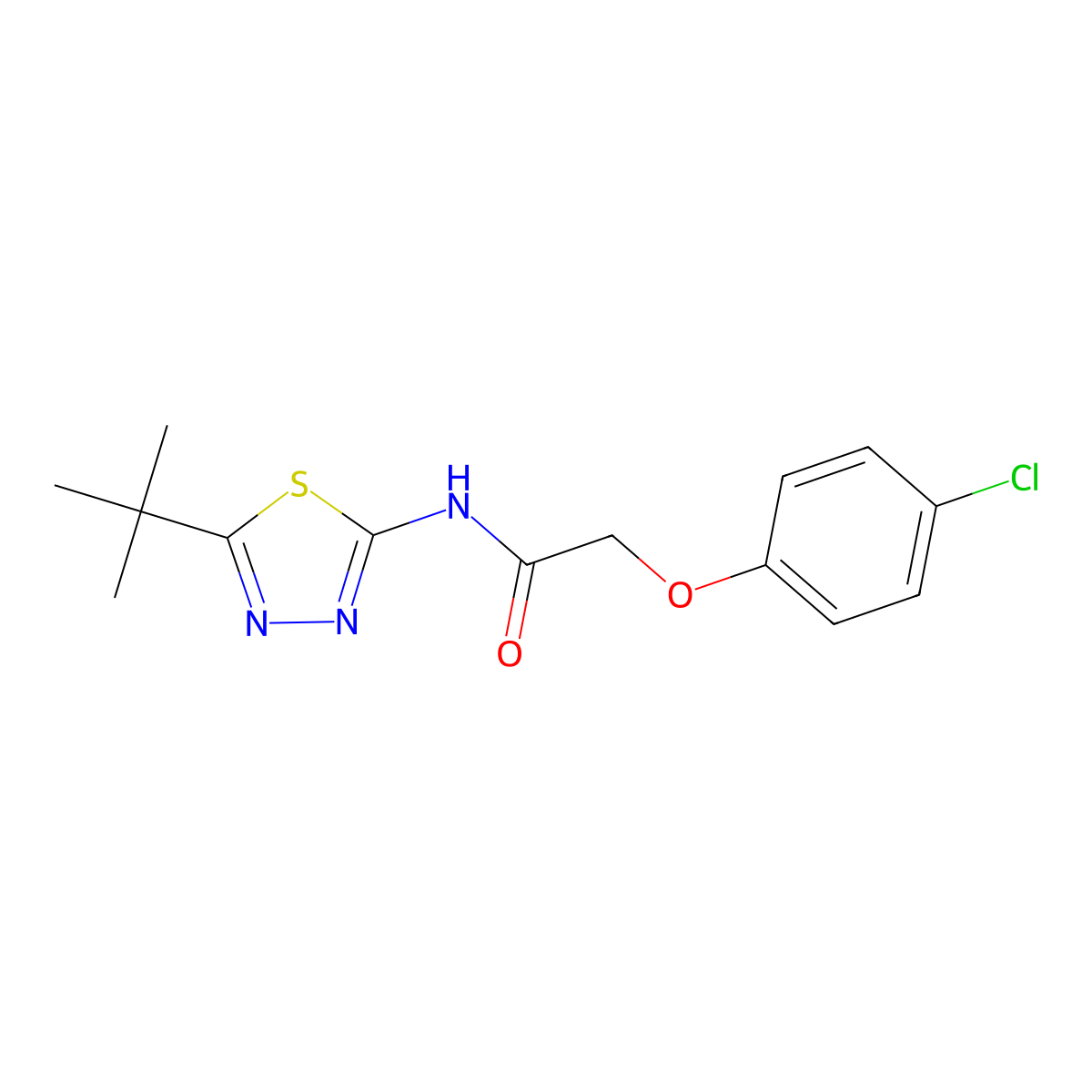 N-(5-tert-butyl-1,3,4-thiadiazol-2-yl)-2-(4-chlorophenoxy)acetamide molecular structure, CAS 432515-24-7