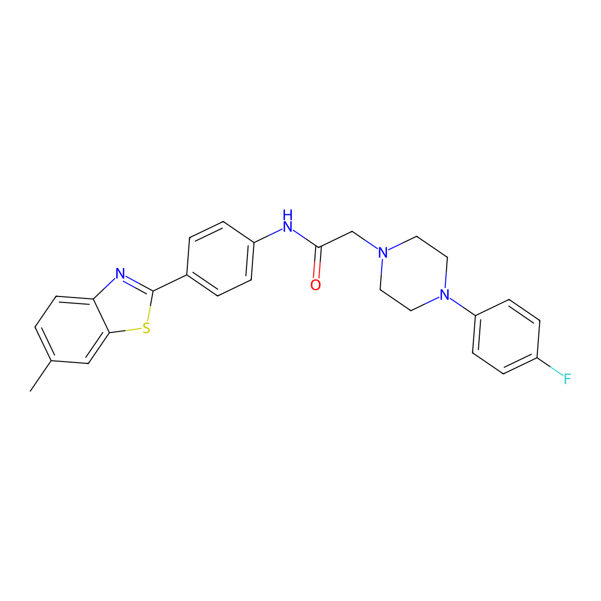 2-[4-(4-fluorophenyl)piperazin-1-yl]-N-[4-(6-methyl-1,3-benzothiazol-2-yl)phenyl]acetamide molecular structure, CAS 432515-41-8