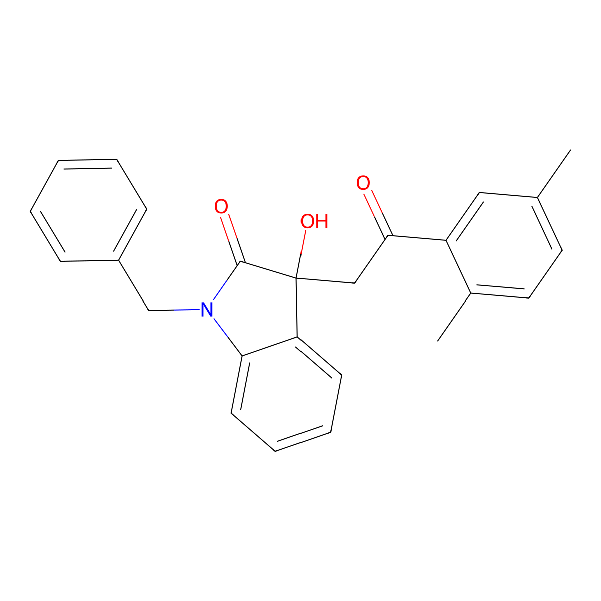 1-benzyl-3-[2-(2,5-dimethylphenyl)-2-oxoethyl]-3-hydroxy-1,3-dihydro-2H-indol-2-one molecular structure, CAS 432515-43-0