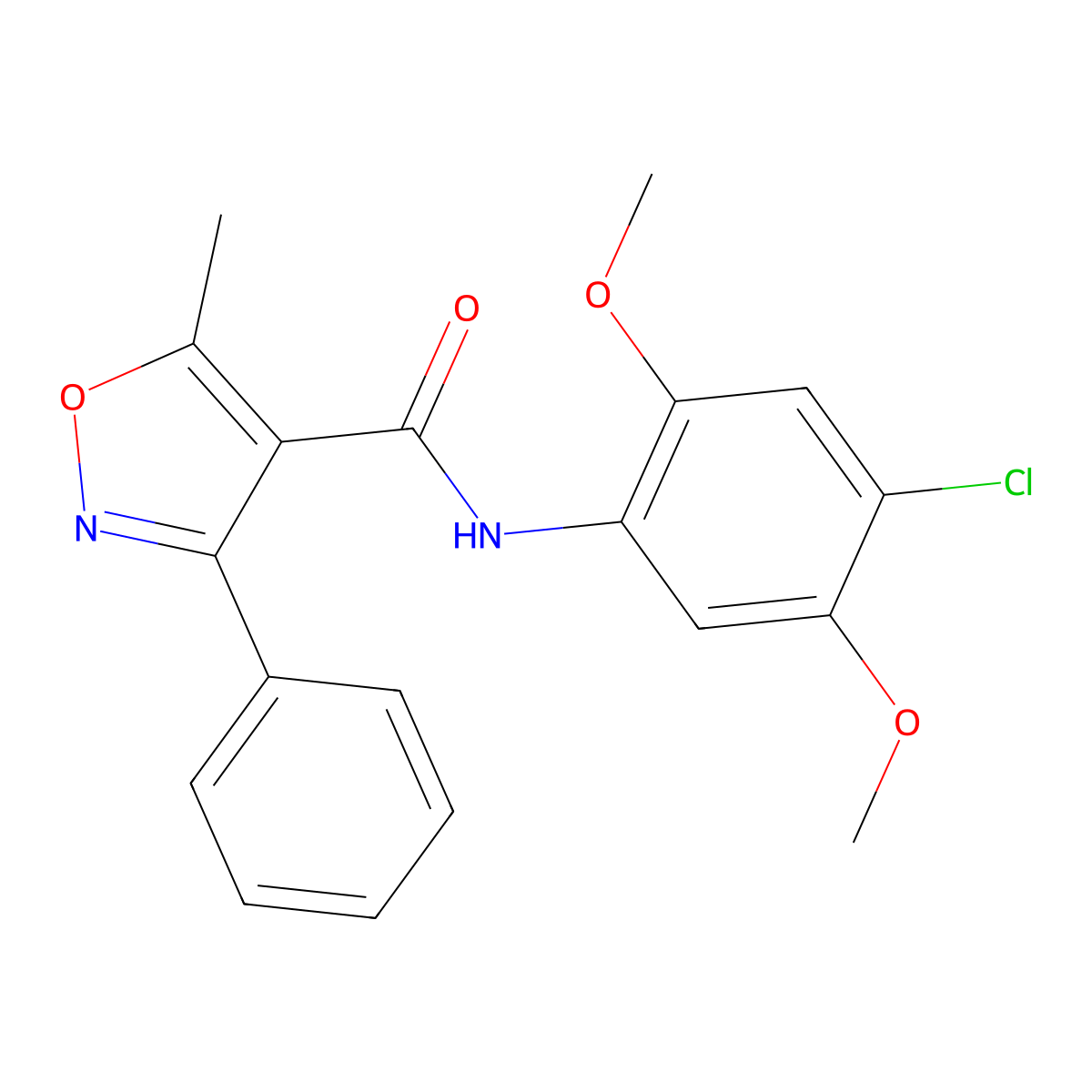 N-(4-chloro-2,5-dimethoxyphenyl)-5-methyl-3-phenyl-1,2-oxazole-4-carboxamide molecular structure, CAS 432515-48-5