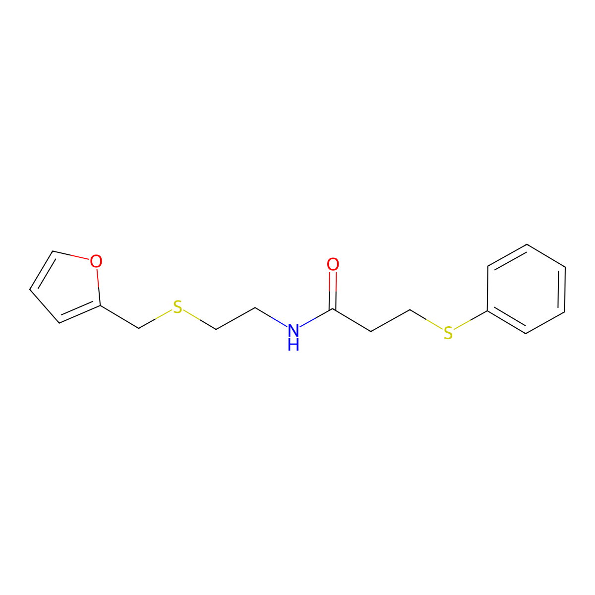 N-[2-(furan-2-ylmethylsulfanyl)ethyl]-3-phenylsulfanylpropanamide molecular structure, CAS 432515-57-6