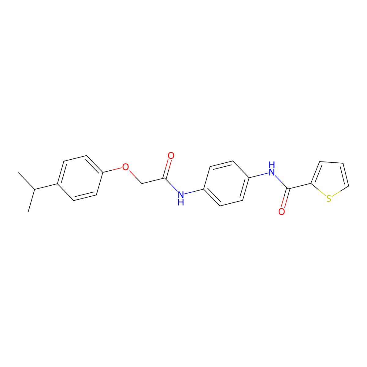 N-[4-[[2-(4-propan-2-ylphenoxy)acetyl]amino]phenyl]thiophene-2-carboxamide molecular structure, CAS 432515-66-7