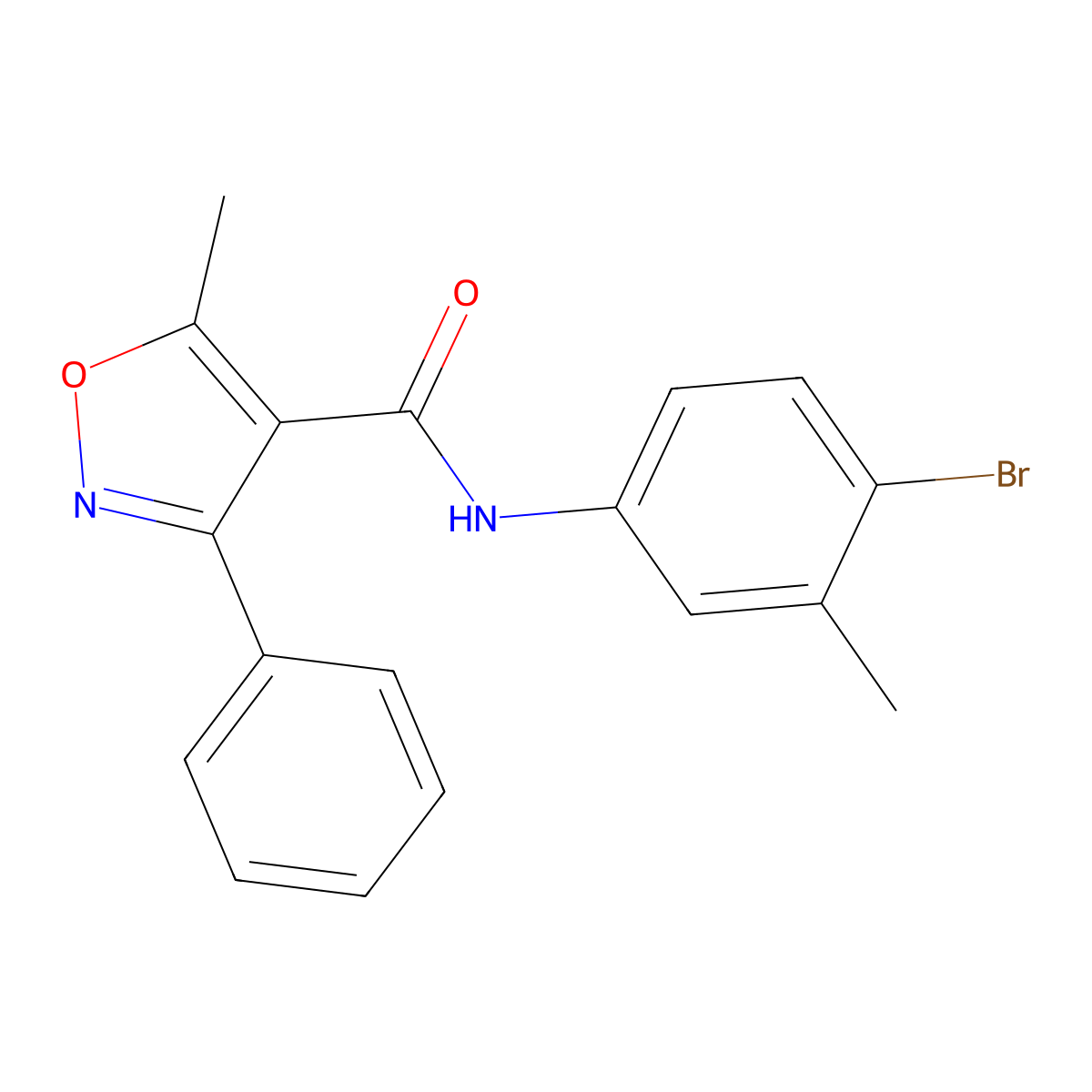 N-(4-bromo-3-methylphenyl)-5-methyl-3-phenyl-1,2-oxazole-4-carboxamide molecular structure, CAS 432515-74-7