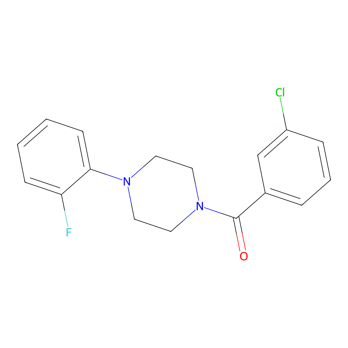 (3-Chlorophenyl)-[4-(2-fluorophenyl)piperazin-1-yl]methanone molecular structure, CAS 432516-37-5